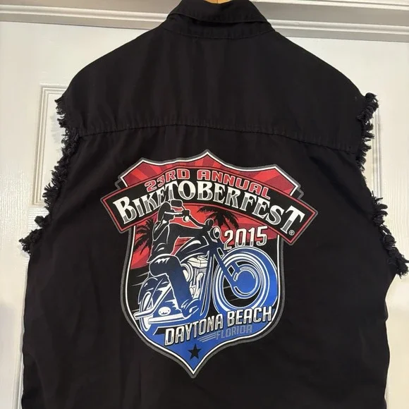 2015 Daytona Beach Biketoberfest Black Vest Motorcycles Riding Size XL - Picture 1 of 9